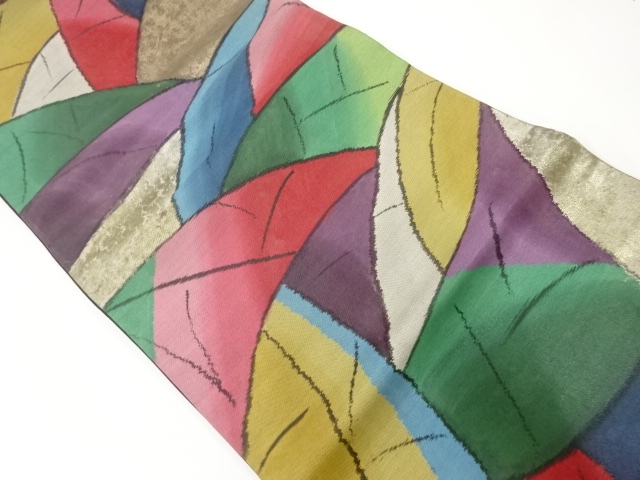 JAPANESE KIMONO / ANTIQUE FUKURO OBI / SILK / WOVEN ABSTRACT PATTERN